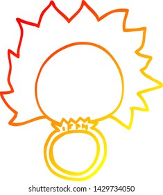 warm gradient line drawing of a cartoon mood ring