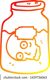 warm gradient line drawing of a cartoon head in jar