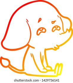 warm gradient line drawing of a cartoon elephant remembering