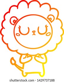 dibujo de línea de gradiente cálido de un león de dibujos animados