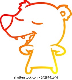 warm gradient line drawing of a cartoon bear