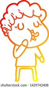 warm gradient line drawing of a cartoon man singing