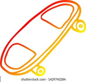 warme Farbverlauf-Linienzeichnung eines Cartoon-Skateboards