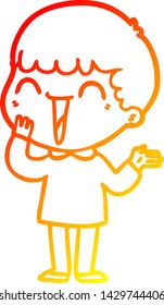 desenho de linha gradiente quente de um homem feliz de desenho animado