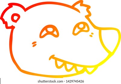 dibujo de línea de gradiente cálido de una cara de oso polar de dibujos animados