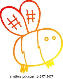 warm gradient line drawing of a cartoon bee