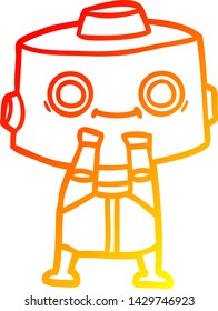 dibujo de línea de degradado cálido de un robot de dibujos animados