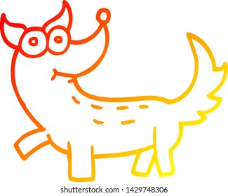 warm gradient line drawing of a cartoon dog