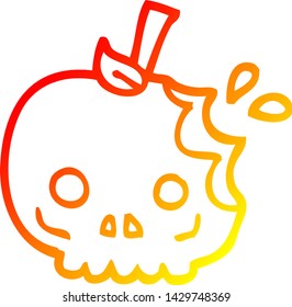 warm gradient line drawing of a cartoon red poison apple