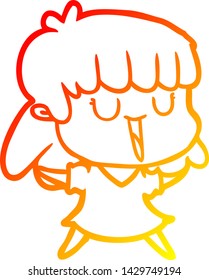 warm gradient line drawing of a cartoon woman