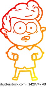 warm gradient line drawing of a cartoon staring man