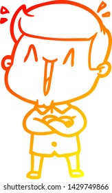 warm gradient line drawing of a cartoon excited man