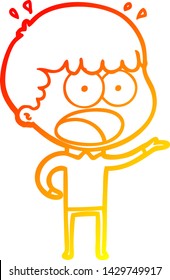 warm gradient line drawing of a cartoon shocked man