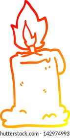 dibujo de línea de gradiente cálido de una vela quemadora de dibujos animados