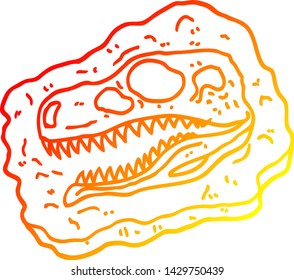 warm gradient line drawing of a cartoon ancient fossil