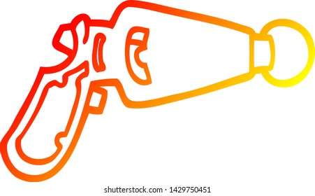 warm gradient line drawing of a cartoon ray gun