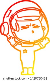 warm gradient line drawing of a cartoon stressed astronaut