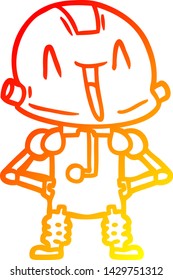 warm gradient line drawing of a cartoon robot