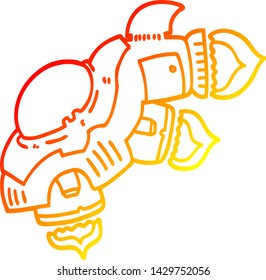 warm gradient line drawing of a cartoon space ship