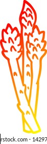 warm gradient line drawing of a cartoon asparagus plant