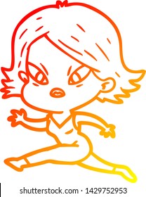 warm gradient line drawing of a cartoon stressed woman
