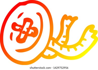 warm gradient line drawing of a cartoon old button