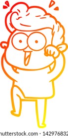 warm gradient line drawing of a cartoon man