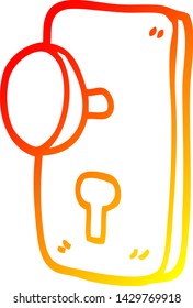 warm gradient line drawing of a cartoon door handle