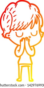 dibujo de línea de gradiente cálido de una mujer caricaturista