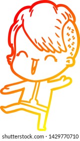 desenho de linha gradiente quente de um desenho animado menina hipster feliz vestindo traje espacial