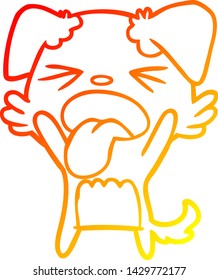 warm gradient line drawing of a cartoon disgusted dog