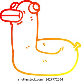 warm gradient line drawing of a cartoon yellow ring duck