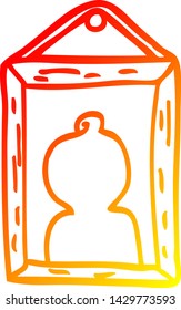 warm gradient line drawing of a cartoon portrait on wall