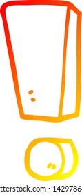 dibujo de línea de degradado cálido de un signo de exclamación de dibujos animados
