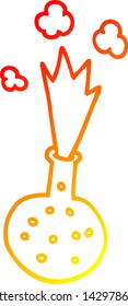 warm gradient line drawing of a cartoon chemical reaction