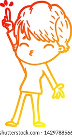 warm gradient line drawing of a cartoon woman thinking