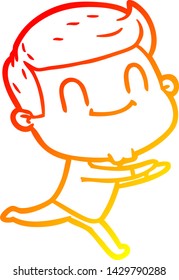 warm gradient line drawing of a cartoon friendly man