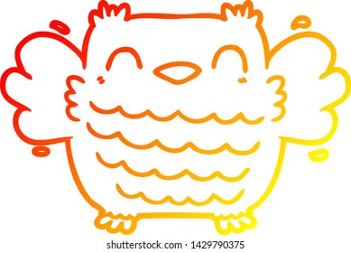 warm gradient line drawing of a cartoon owl