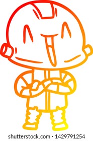 dibujo de línea de degradado cálido de un robot de dibujos animados