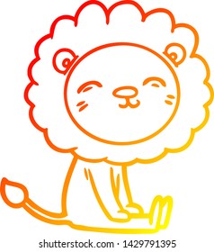 warm gradient line drawing of a cartoon lion