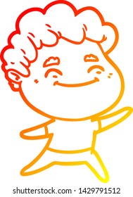 warm gradient line drawing of a cartoon friendly man