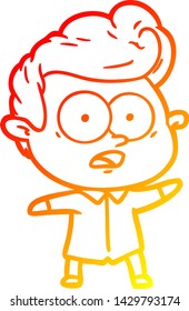 warm gradient line drawing of a cartoon staring man