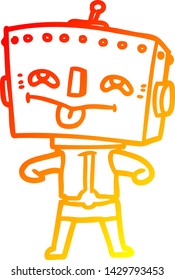 warm gradient line drawing of a cartoon robot