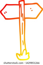 warm gradient line drawing of a cartoon sign posts