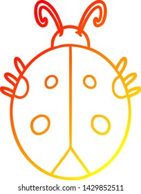 warme Farbverlauf-Linienzeichnung eines Cartoon-Ladybug