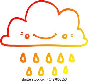 warm gradient line drawing of a cartoon storm cloud