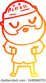 warm gradient line drawing of a cartoon man with beard