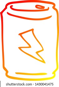 dibujo de línea de degradado cálido de una lata de dibujos animados de bebida energética