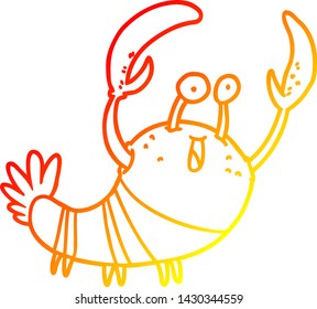 warm gradient line drawing of a cartoon lobster