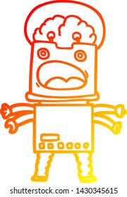 warm gradient line drawing of a cartoon robot